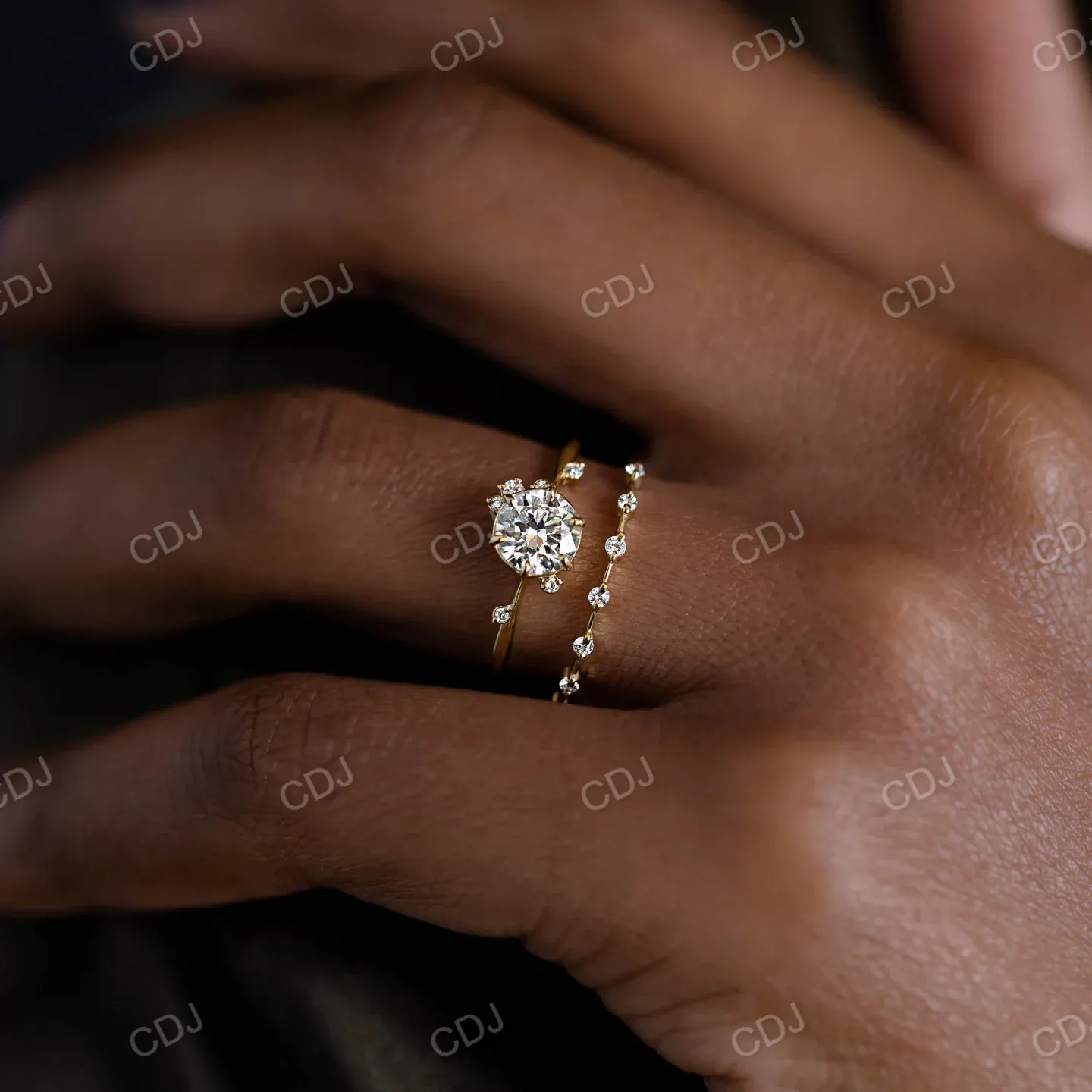 0.14CTW Lab Grown Distance Pave Diamond Wedding Band