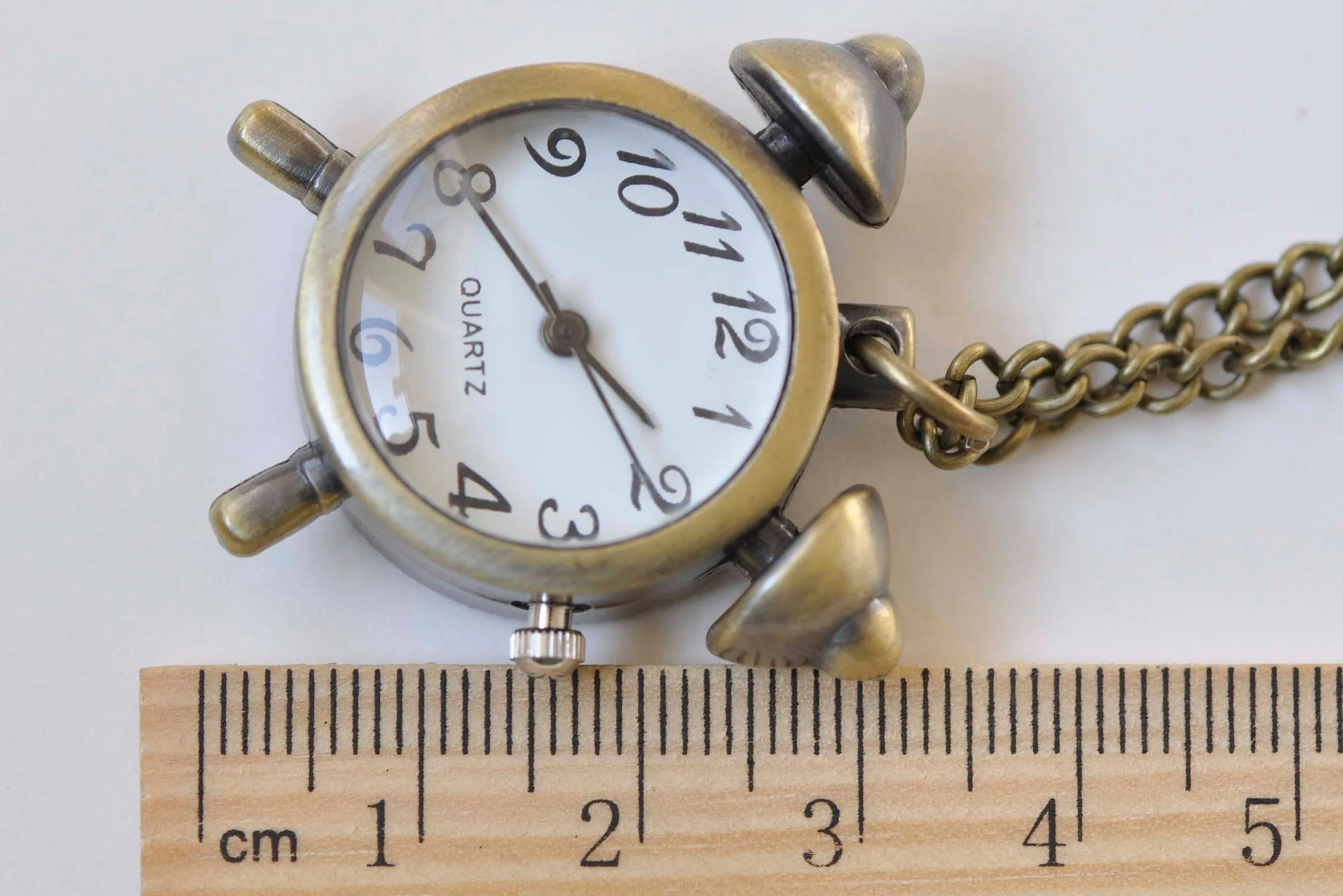 1 PC Antique Bronze Alarming Clock Pocket Watch Necklace A2833