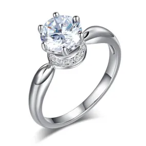 6 Claws Crown 925 Sterling Silver Wedding Promise Anniversary Ring 1.25 Ct Simulated Diamond Jewelry