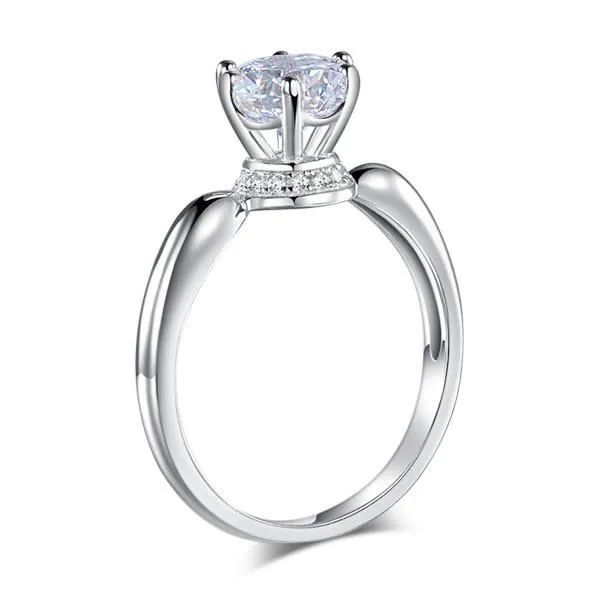 6 Claws Crown 925 Sterling Silver Wedding Promise Anniversary Ring 1.25 Ct Simulated Diamond Jewelry