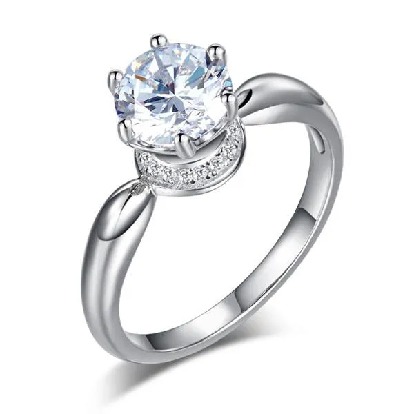 6 Claws Crown 925 Sterling Silver Wedding Promise Anniversary Ring 1.25 Ct Simulated Diamond Jewelry