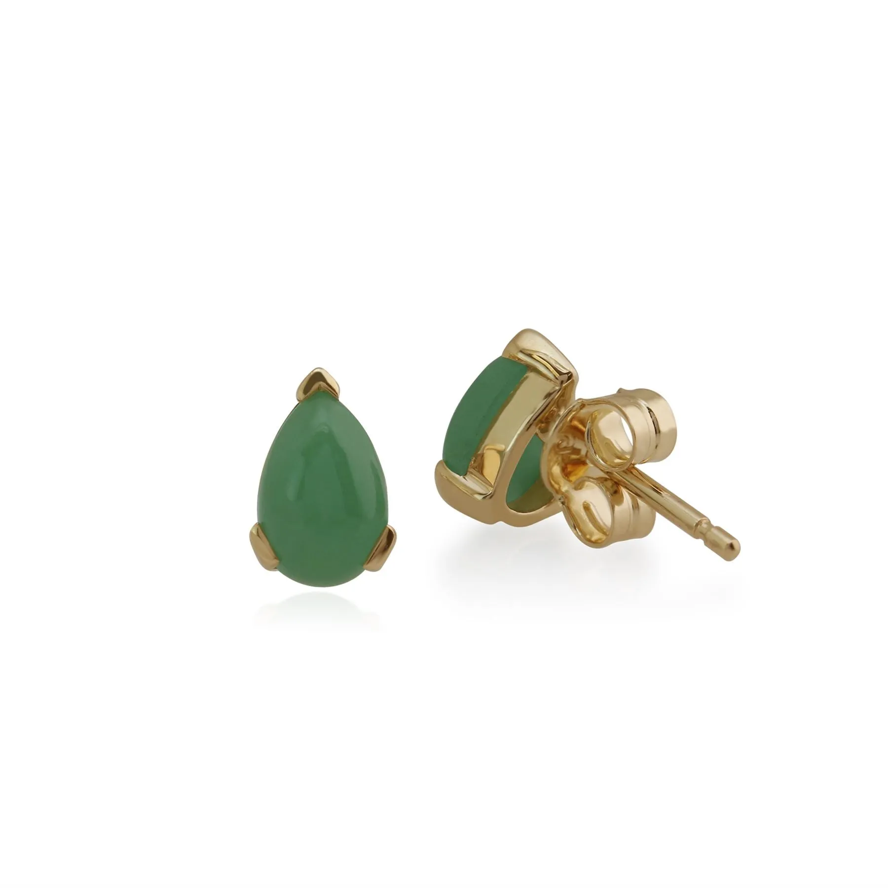 9 karat Gelbes Gold Jade Ohrstecker Ohrringe