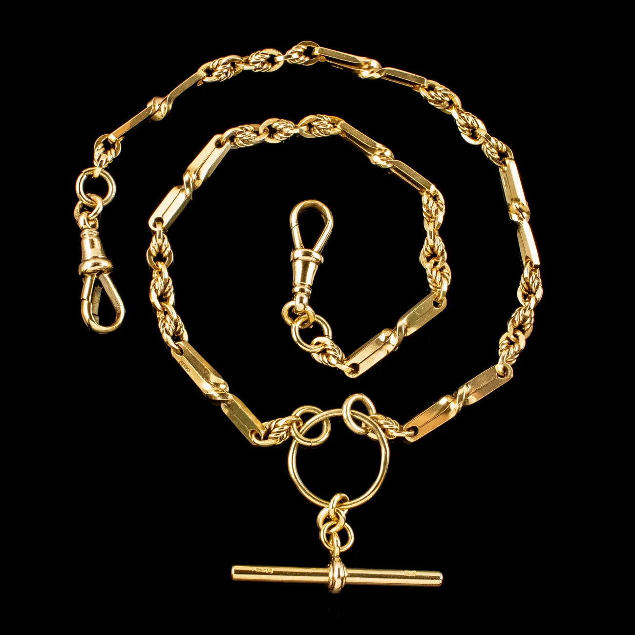 Antique Victorian Albert Chain 9ct Gold With T-Bar