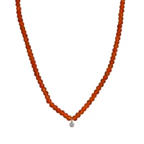 Carnelian & Lab Diamond Beaded Necklace