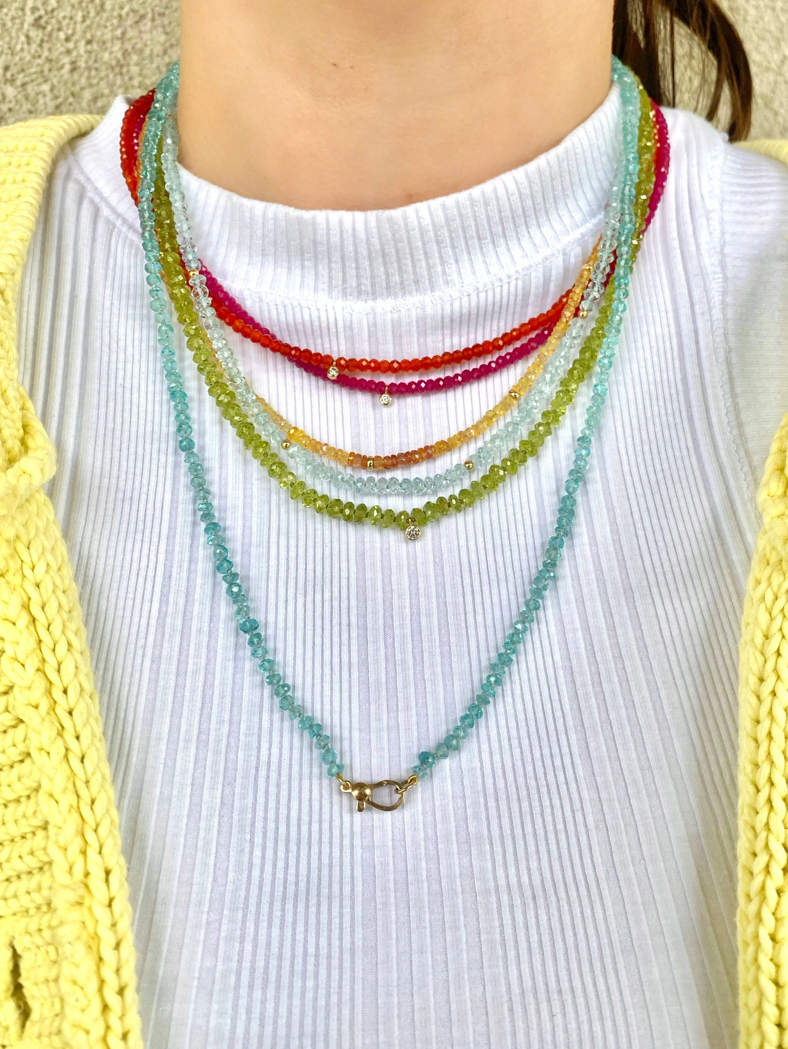Carnelian & Lab Diamond Beaded Necklace