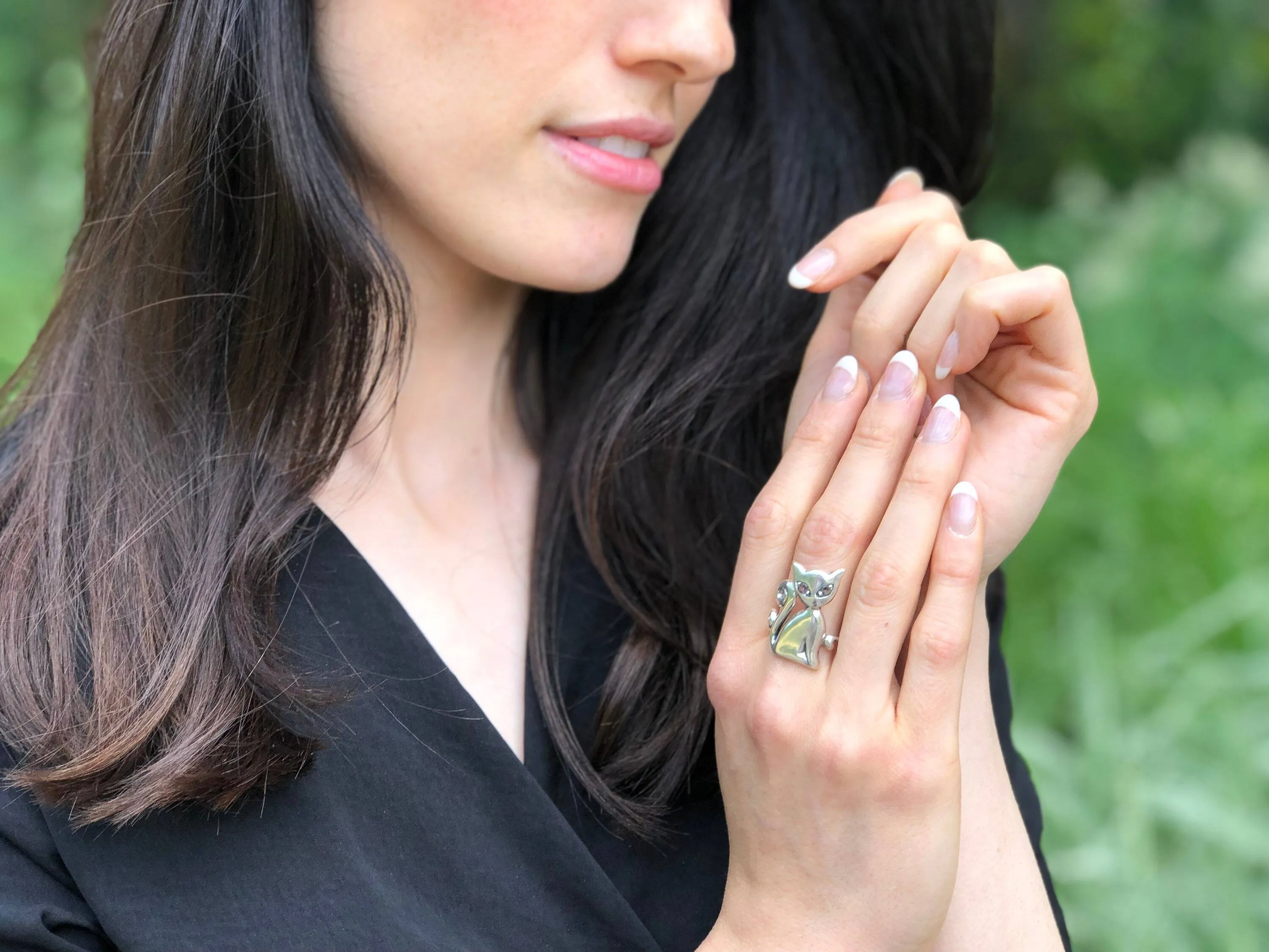 Cat Topaz Ring - Mystic Topaz Ring - Purple Cat Ring
