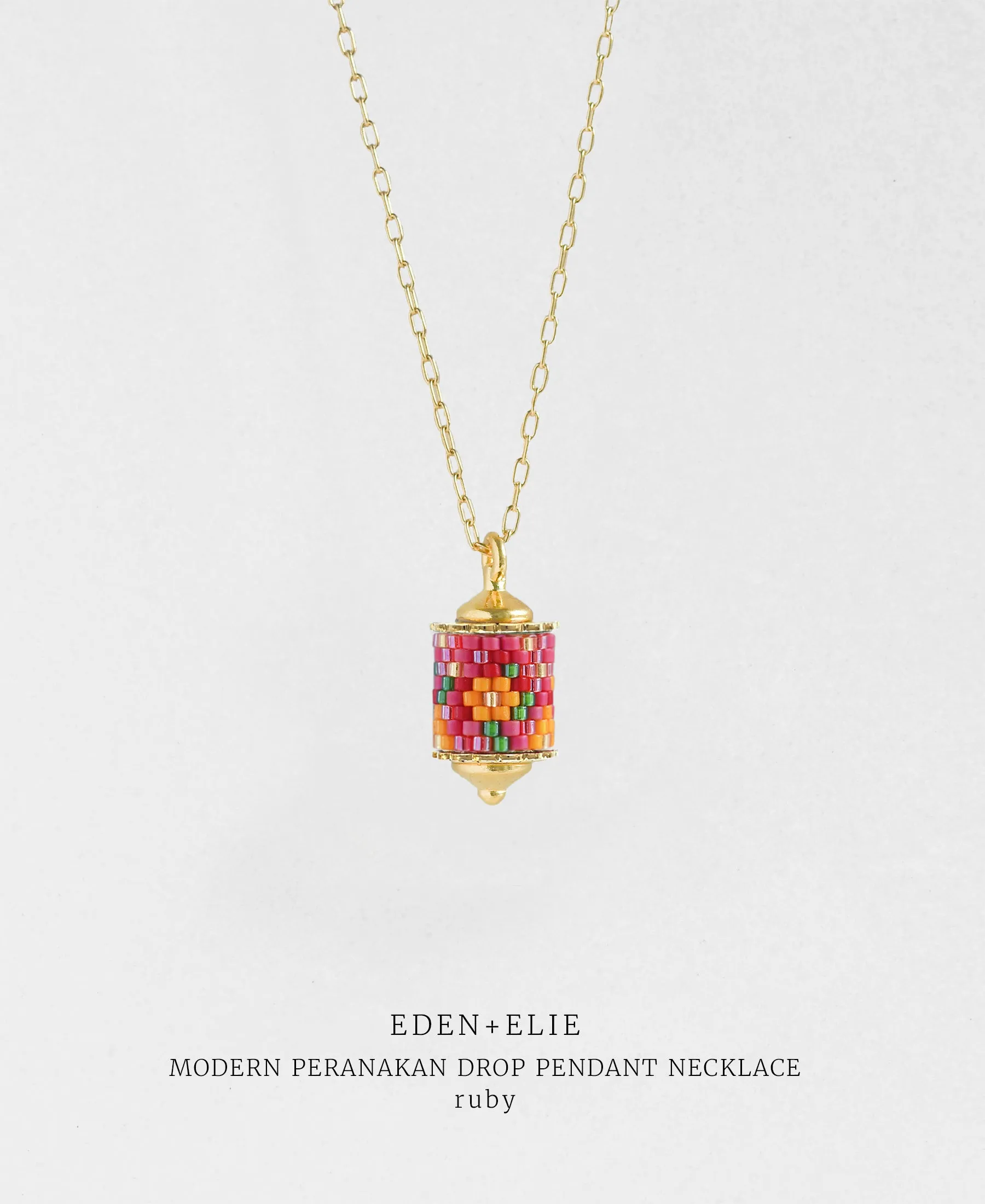 EDEN   ELIE Modern Peranakan drop pendant necklace - ruby