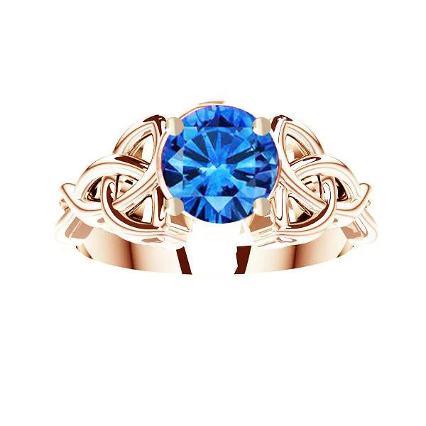 Edinburgh Rope Trinity Knot Gold Sapphire Engagement Ring
