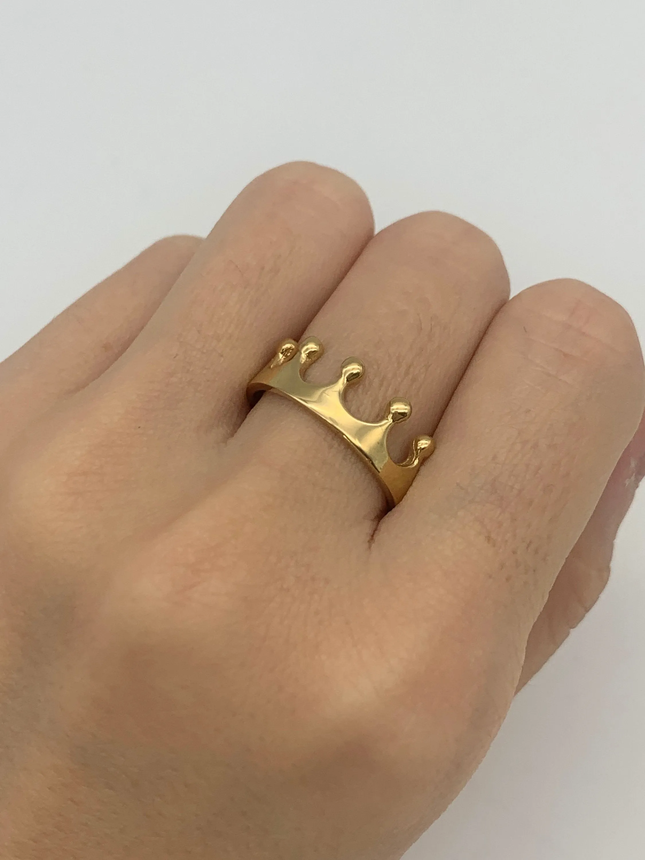 Gold Crown Ring - Gold Queen Band - Princess Ring