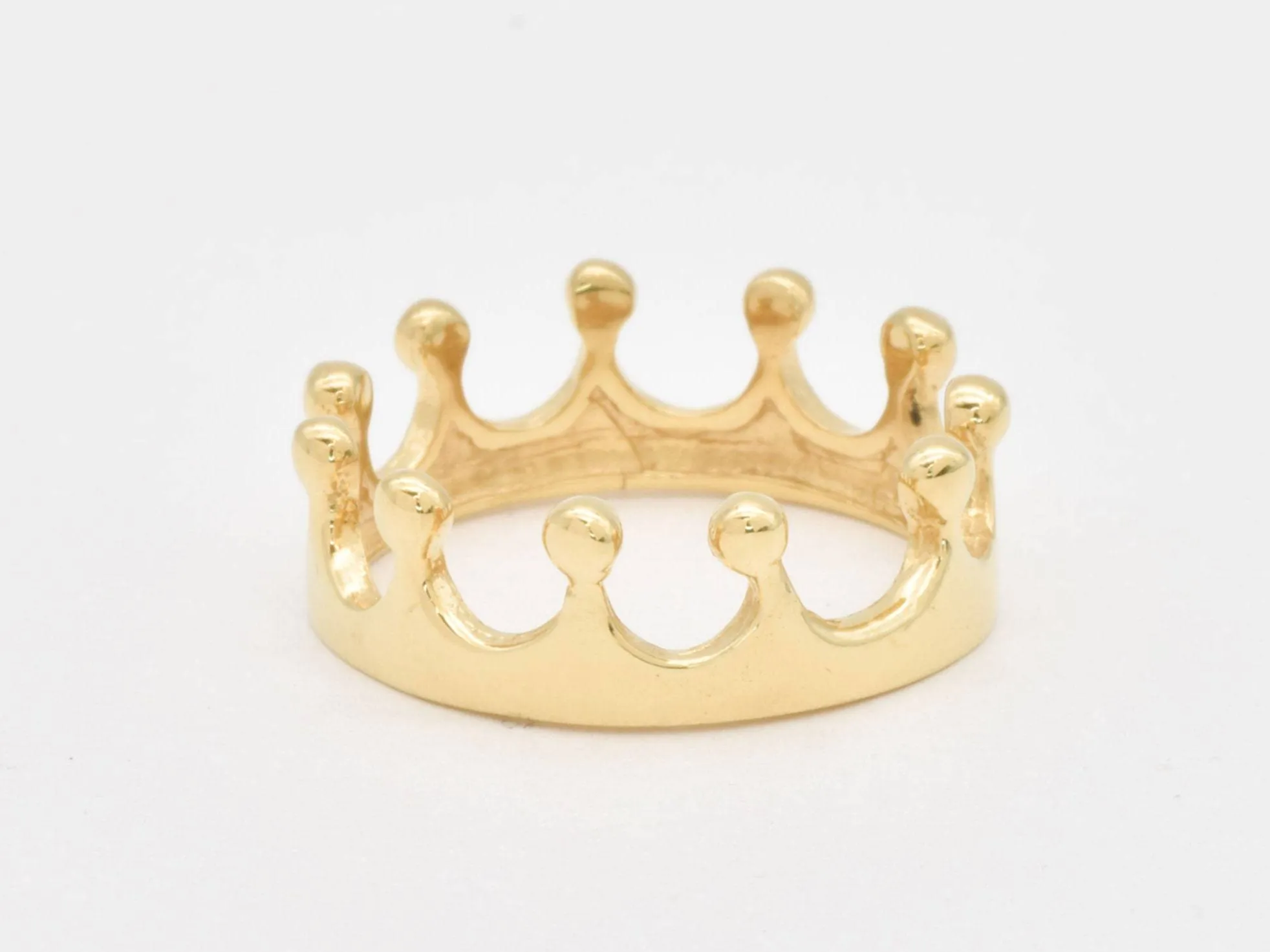 Gold Crown Ring - Gold Queen Band - Princess Ring