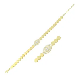 Gold Hex and Crystal Bracelet