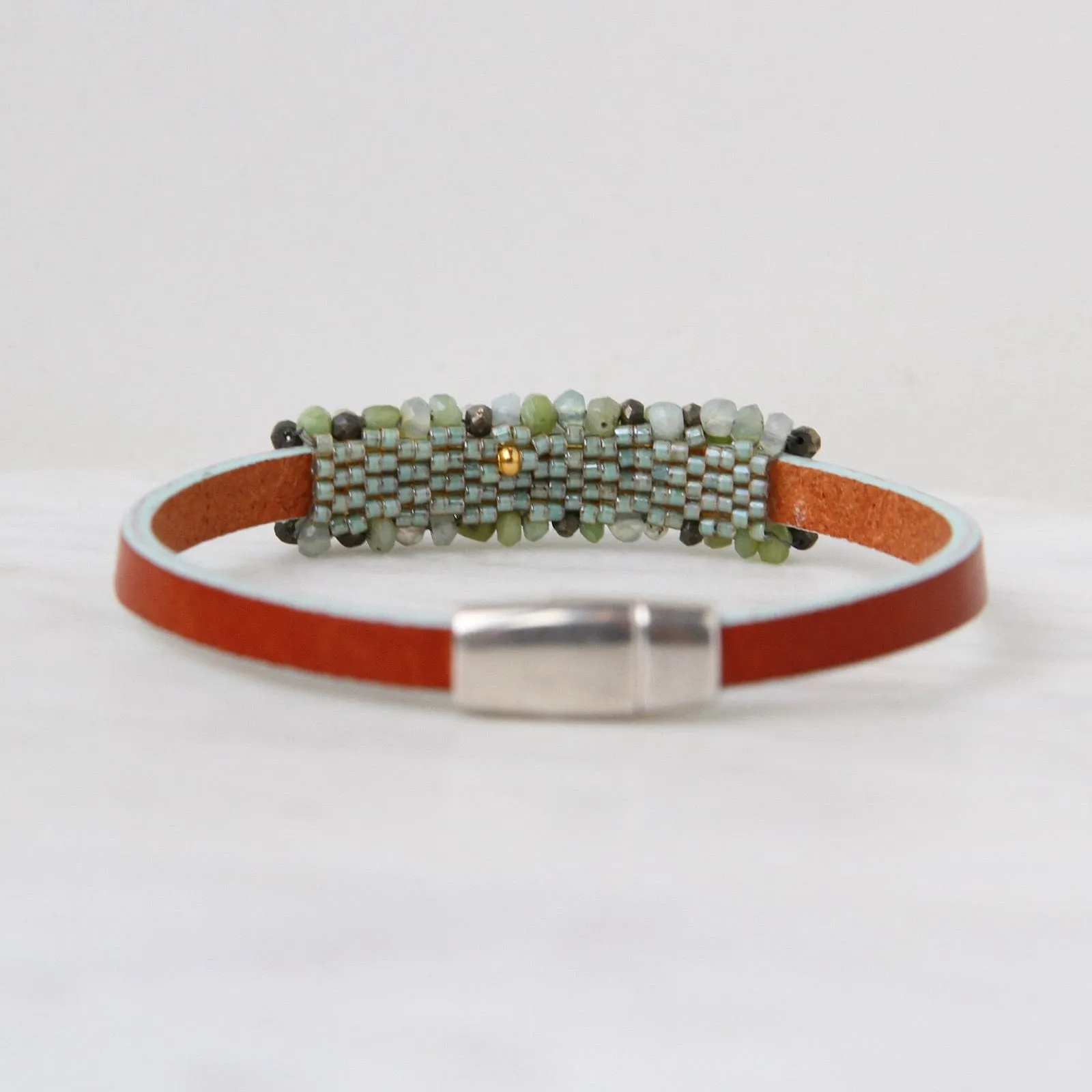 Hand Stitched Pyrite & Green Opal Mix Bracelet