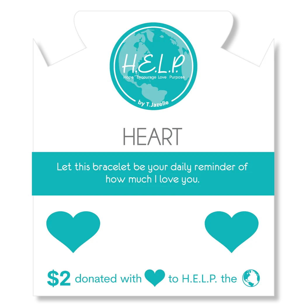 Heart Cutout Charm with Blue Opal Jade Charity Bracelet