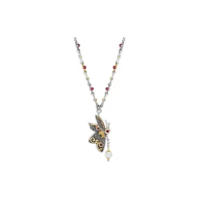 Konstantino Paradise Silver and 18K Gold Corundum & Pearl Butterfly Kiss Necklace