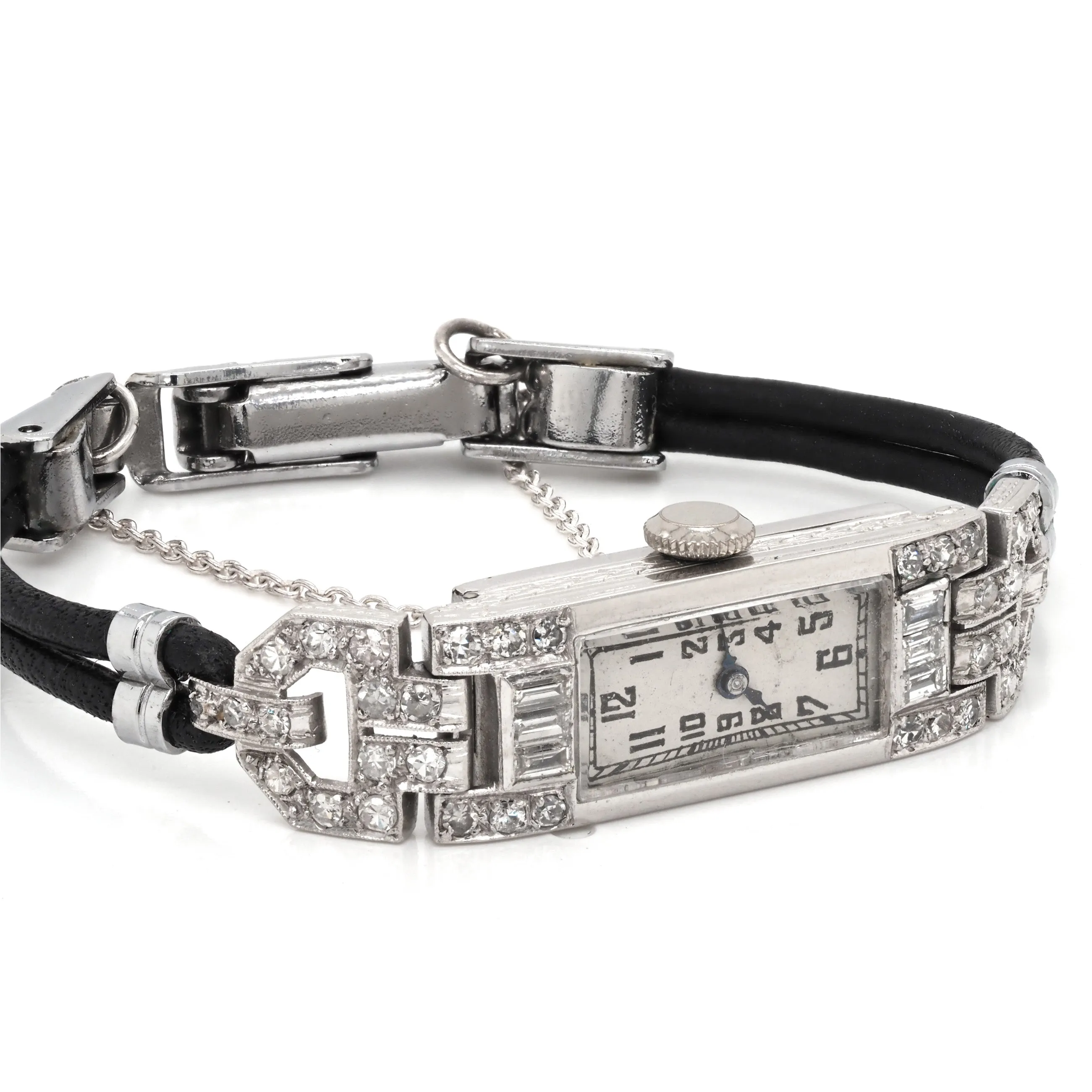 Ladies Art Deco Platinum and Diamond-Set Cocktail Watch