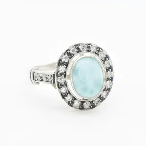Larimar Ring - Sky Blue Ring - Vintage Bezel Ring