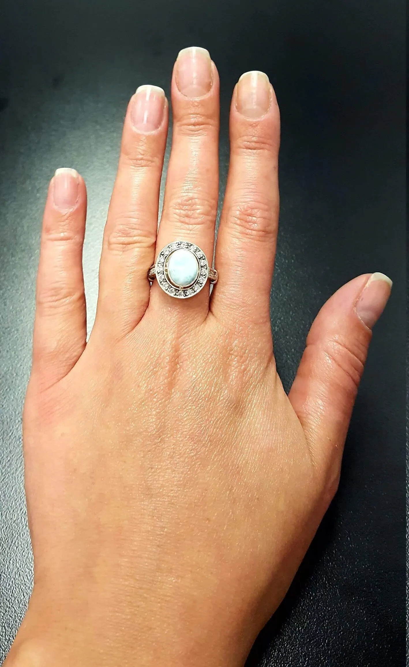 Larimar Ring - Sky Blue Ring - Vintage Bezel Ring