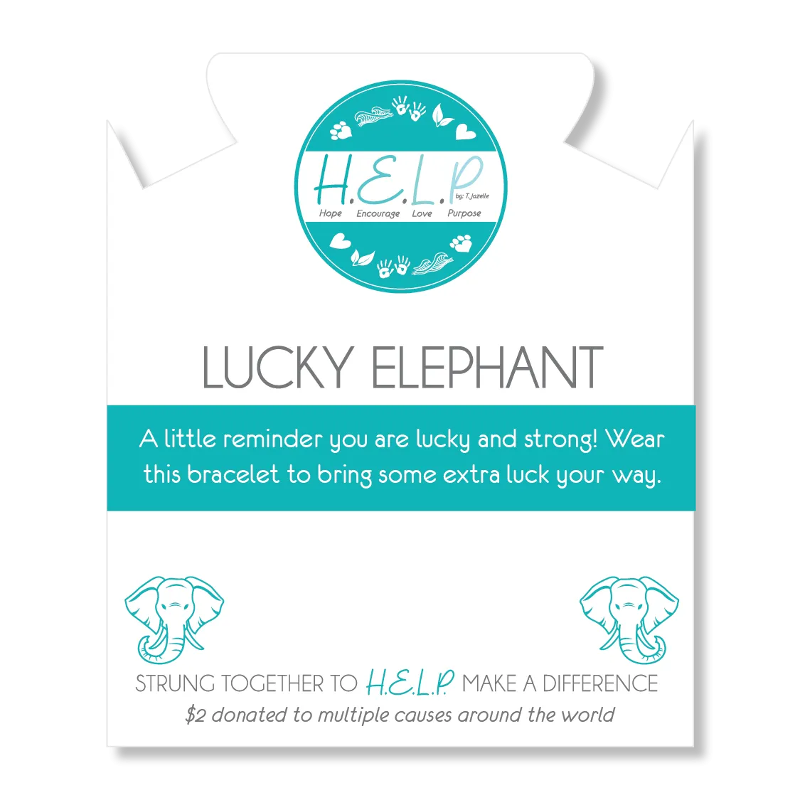 Lucky Elephant Charm with Blue Opal Jade Charity Bracelet