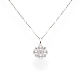 Mikimoto 18K White Gold Pearl Cluster Pendant Necklace, 16-18 inch
