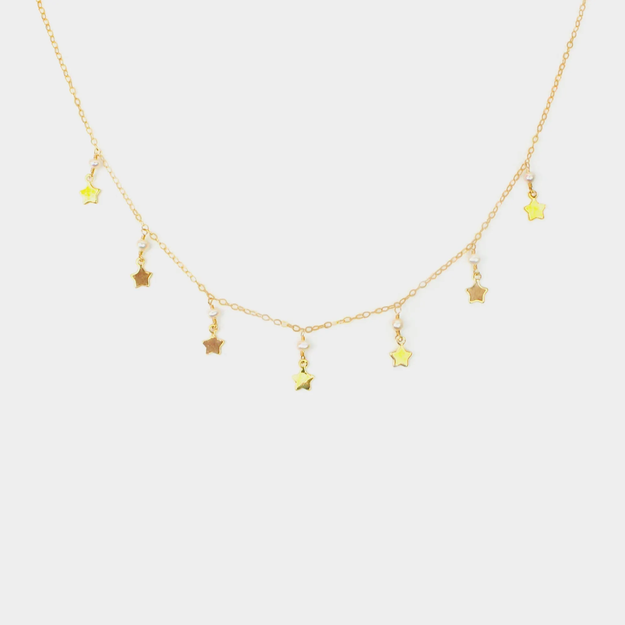 MiniDot Necklace: Stars on Pearl