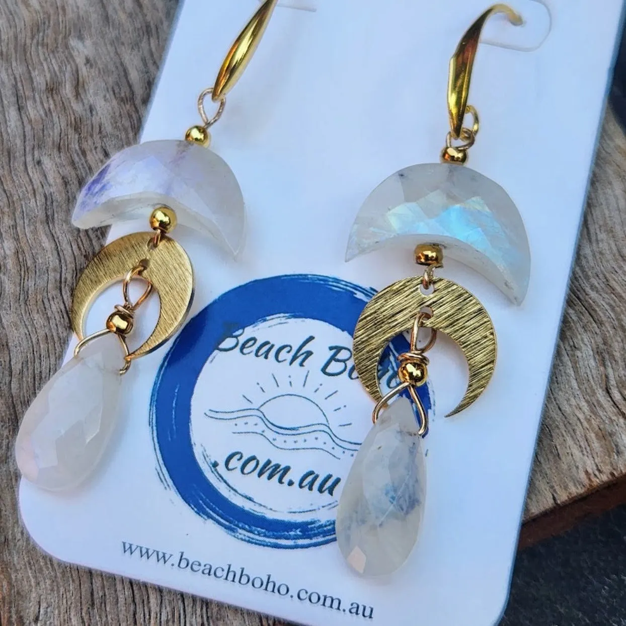 MOON CRESCENT DROP - GOLD HOOK EARRINGS