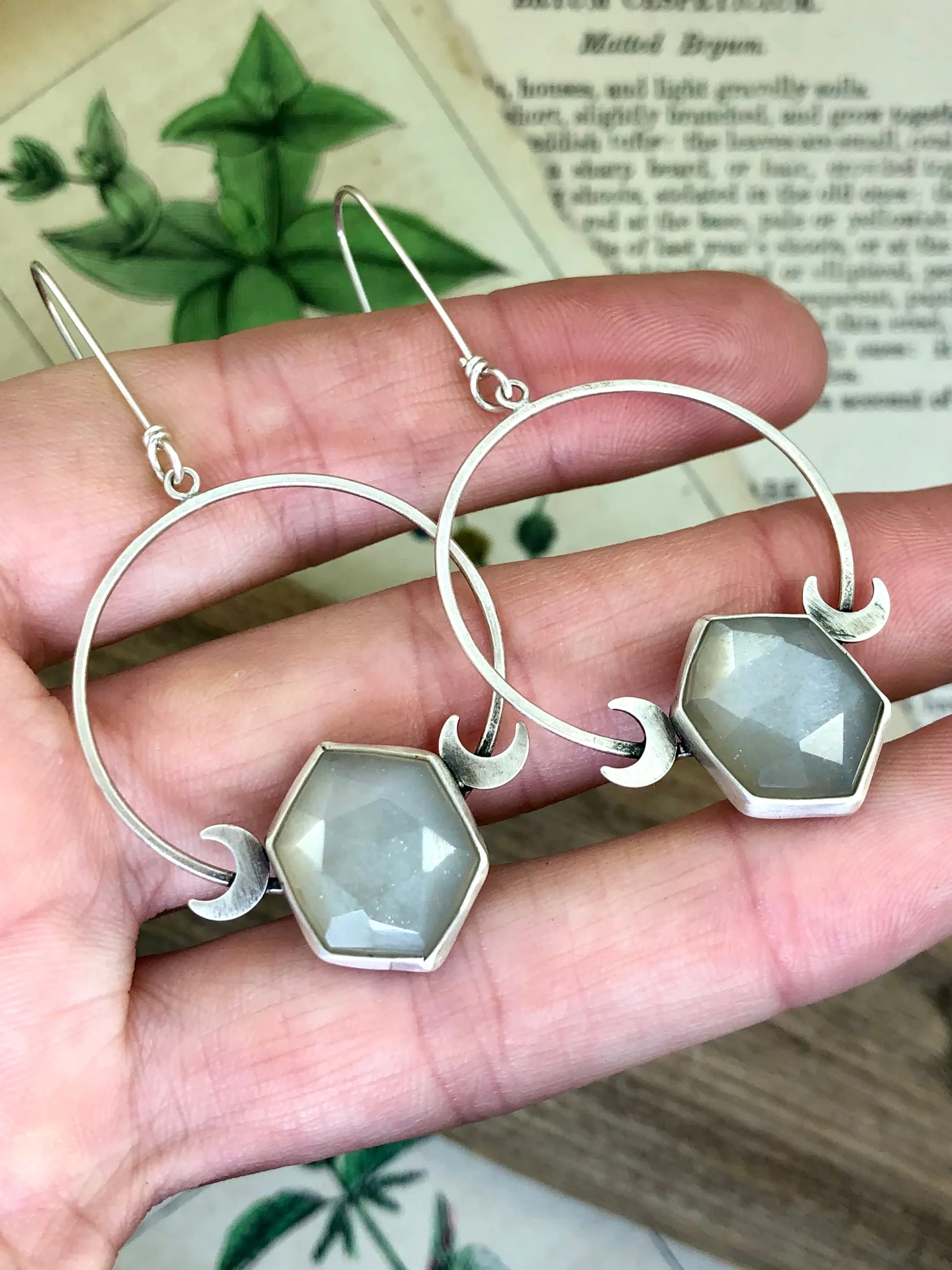 Moon Phases Hex Hoops