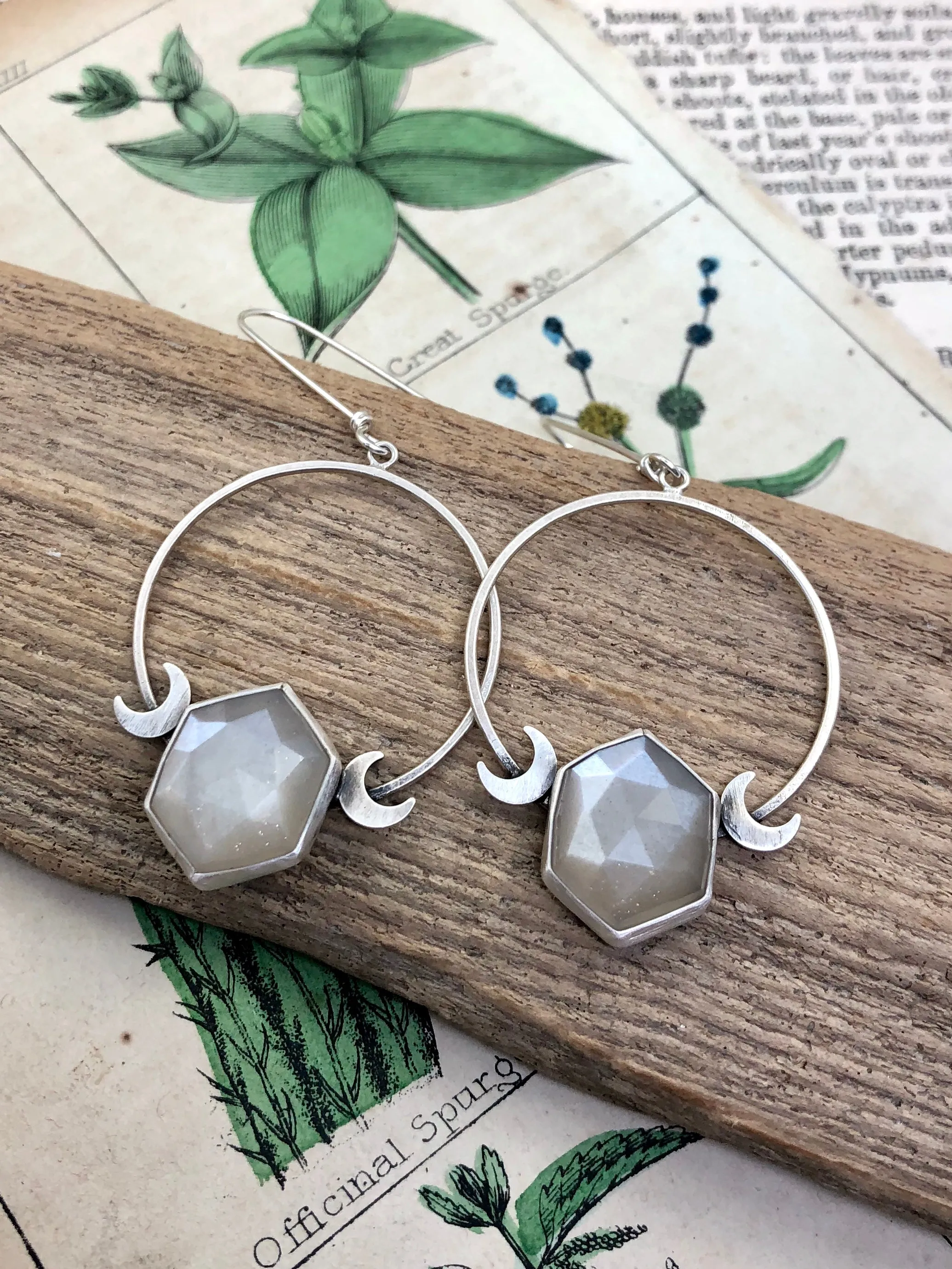 Moon Phases Hex Hoops