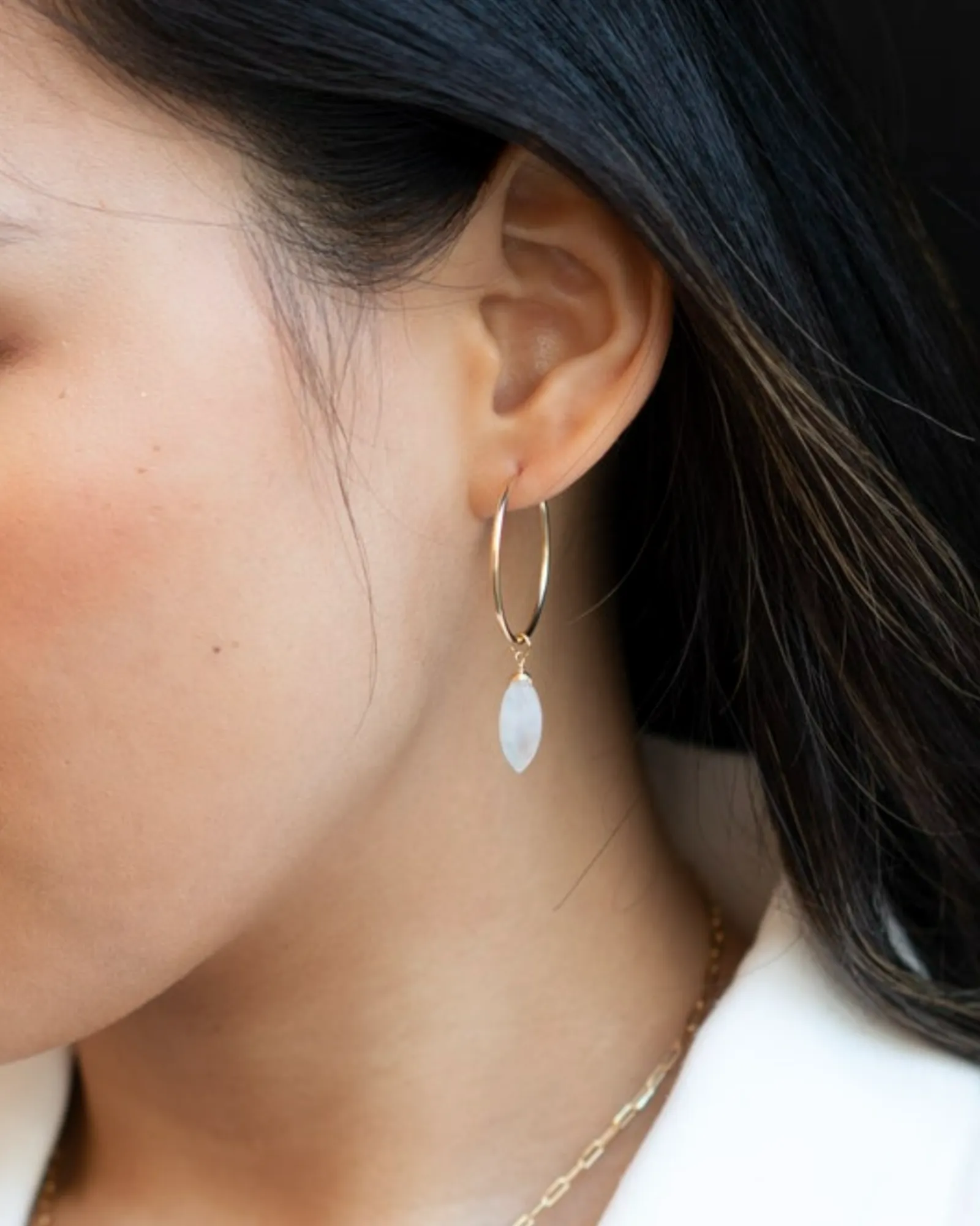 Moonstone Marquise-cut Hoops