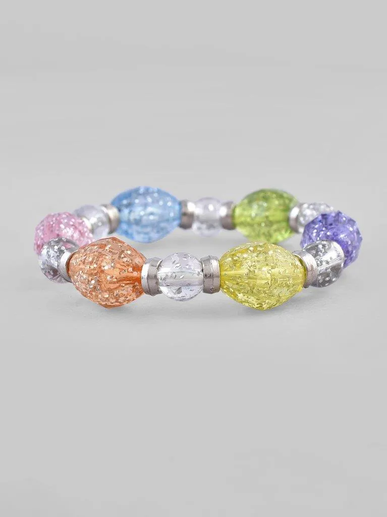 Multi Colour Beaded Elasticated Bracelet - Voj