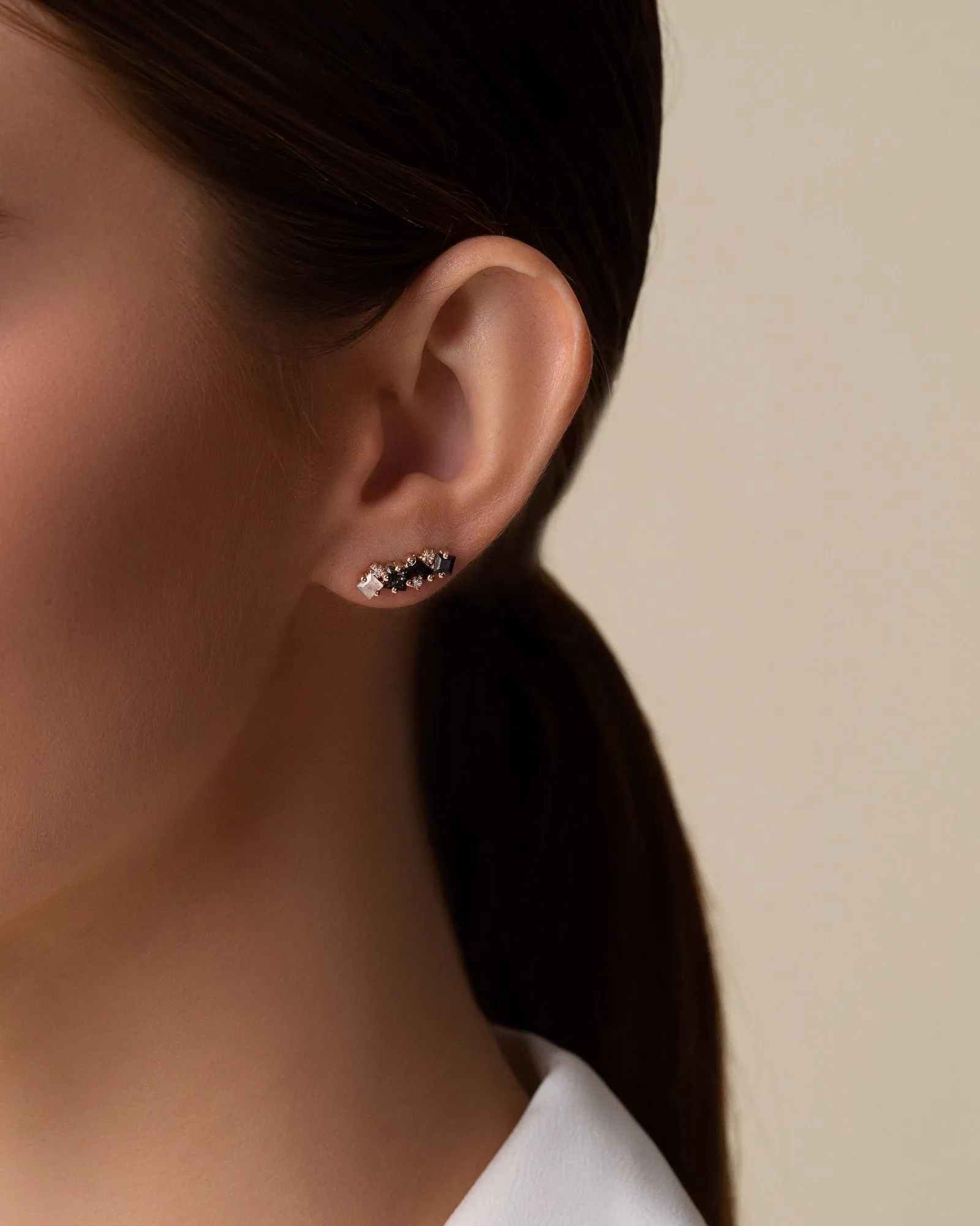Nadima Black Ombre Bar Studs