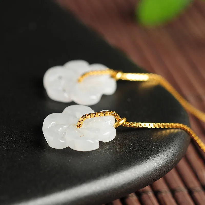 Natural Jade Earrings Jadeite Silver Earrings EG80