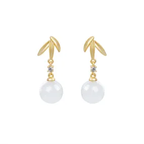 Natural Jade Earrings Nephrite Silver Earrings ZNE101