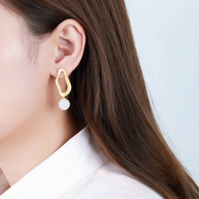 Natural Jade Earrings Nephrite Silver Earrings ZNE394