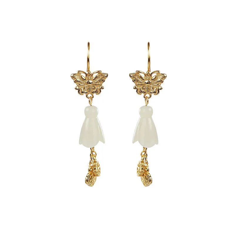 Natural Jade Earrings Nephrite Silver Earrings ZNE405