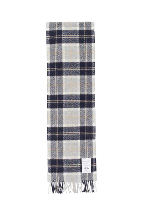Norse Projects Moon Check Lambswool Scarf - Navy