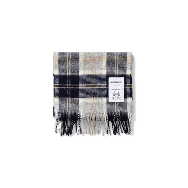 Norse Projects Moon Check Lambswool Scarf - Navy