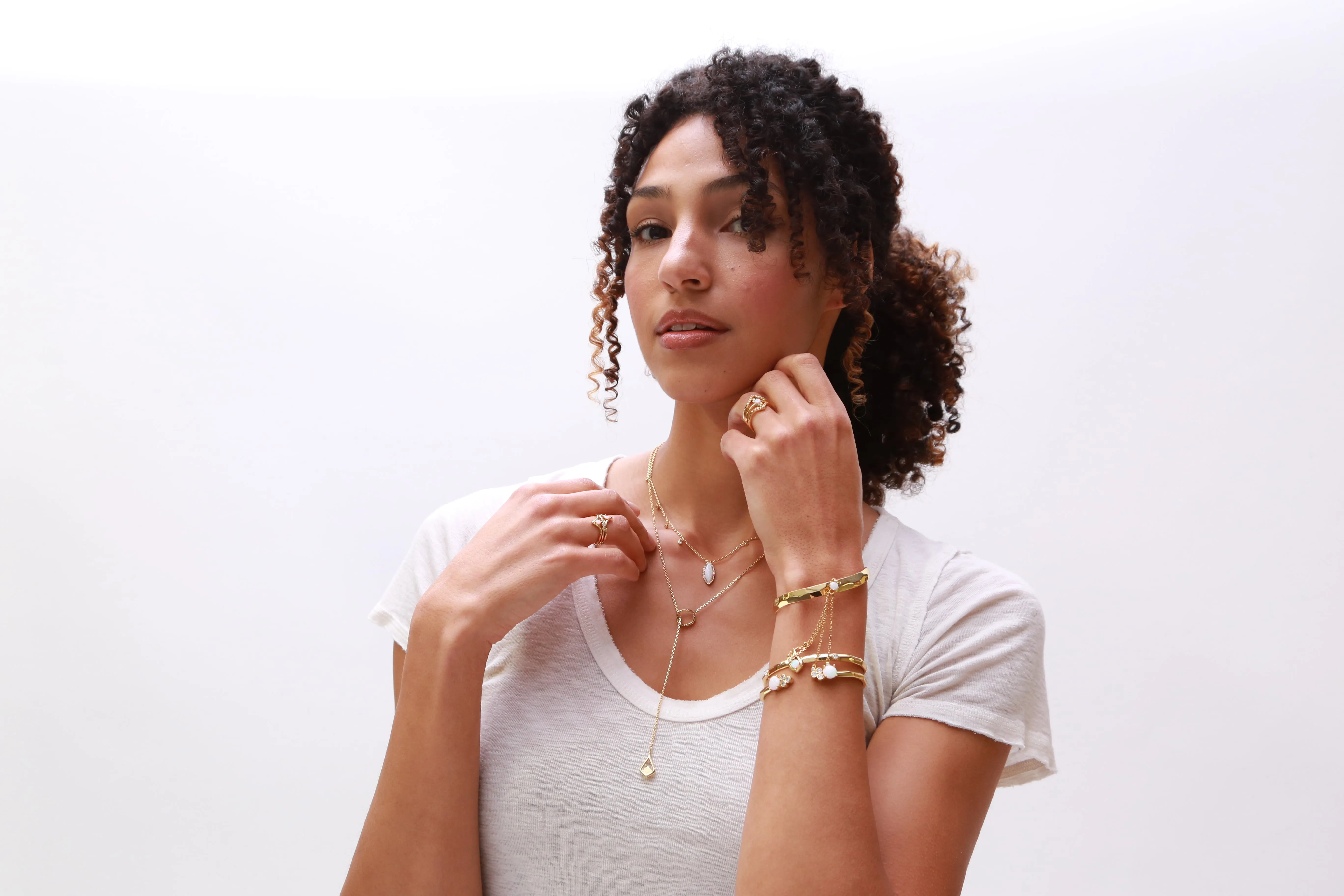 Ophelia Shiny Gold & Blue Opal Cuff Bracelet
