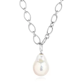 Pearl Power Chain Necklace Silver