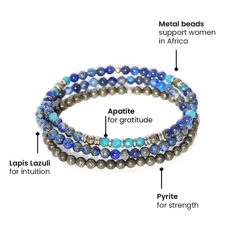 "Intuition" Lapis Lazuli and Apatite Jewelry Bundle
