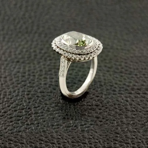 Rare Natural Green Diamond Ring