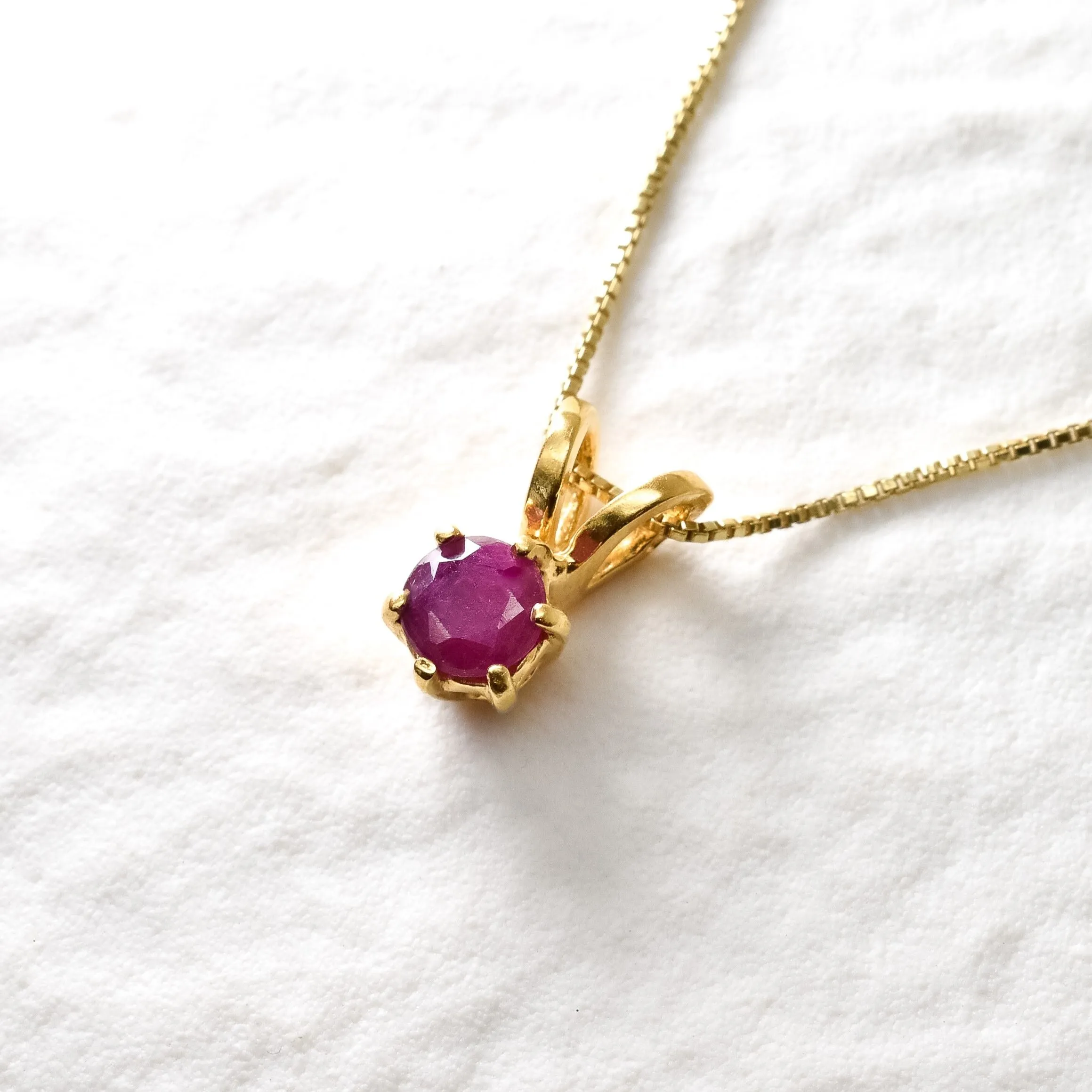 Red Ruby Pendant - Natural Ruby Necklace - July Birthstone Necklace