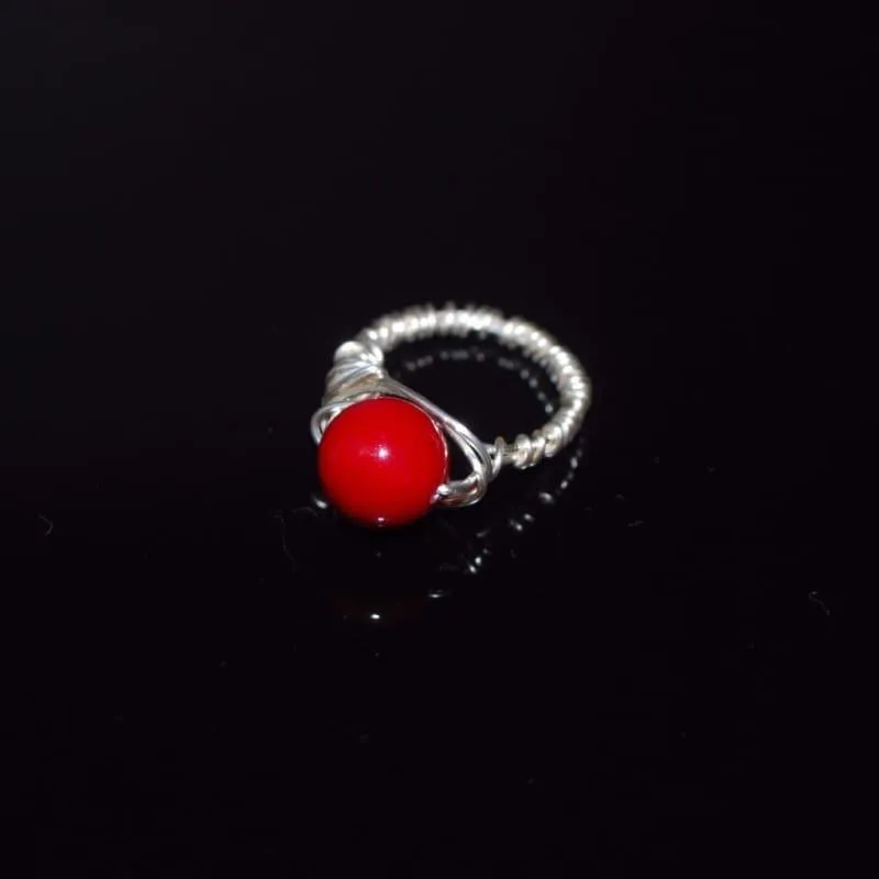 Red Shell Handcrafted Wire Women's Ring