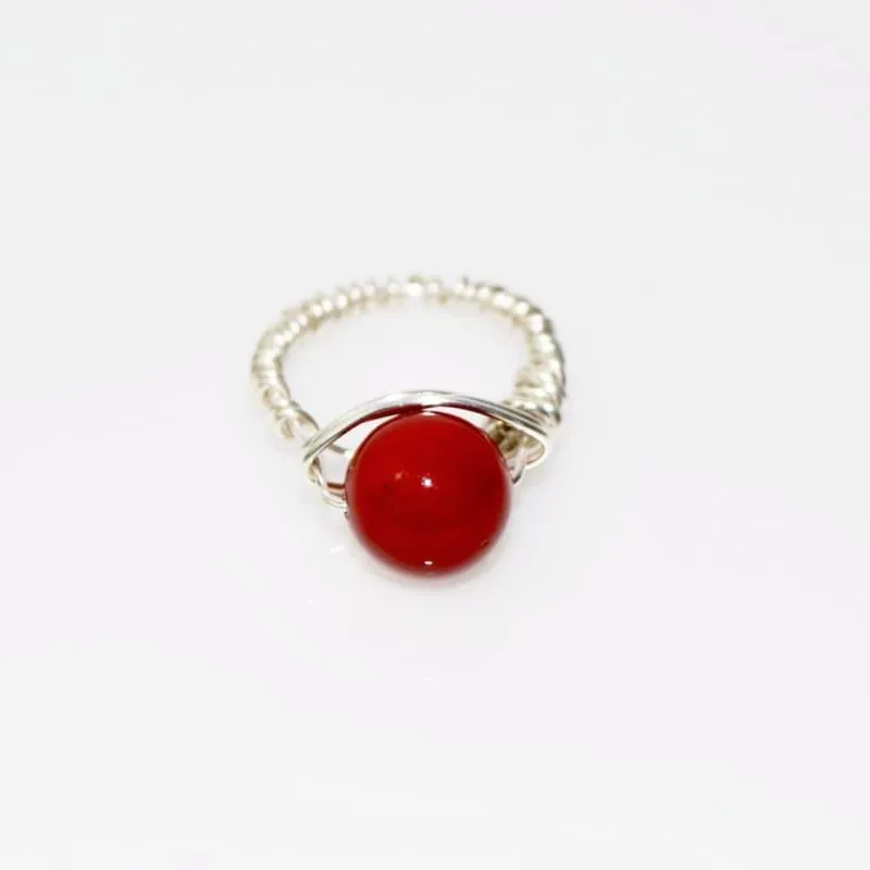 Red Shell Handcrafted Wire Women's Ring