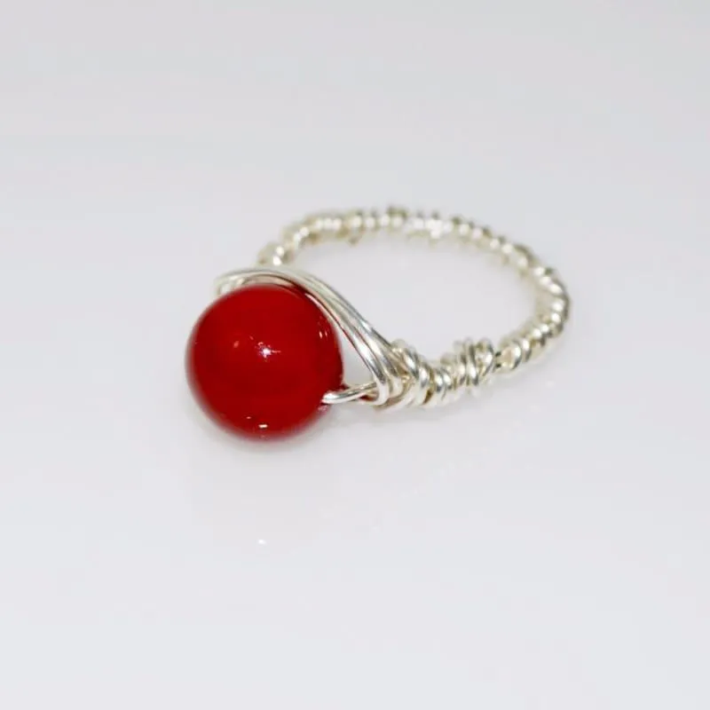 Red Shell Handcrafted Wire Women's Ring