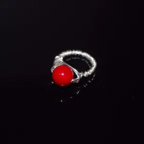 Red Shell Handcrafted Wire Women's Ring