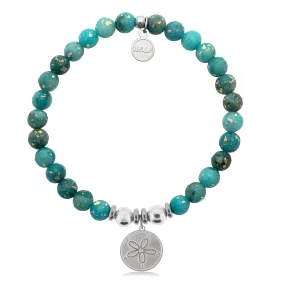 Sand Dollar Charm with Blue Opal Jade Charity Bracelet