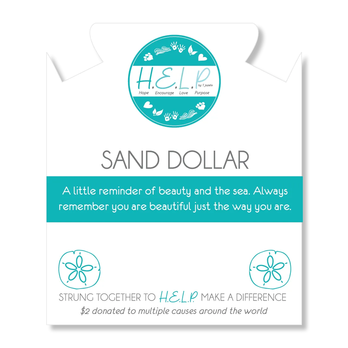 Sand Dollar Charm with Blue Opal Jade Charity Bracelet