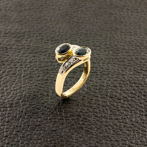Sapphire & Diamond Bypass Ring