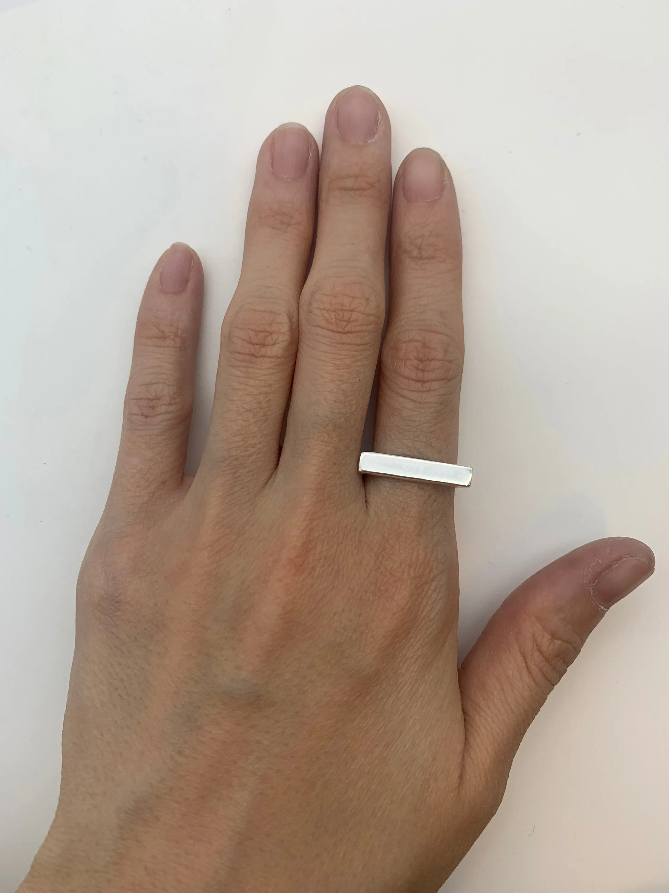 Silver Bar Ring - Minimalist Bar Ring - Rectangle Signet Band
