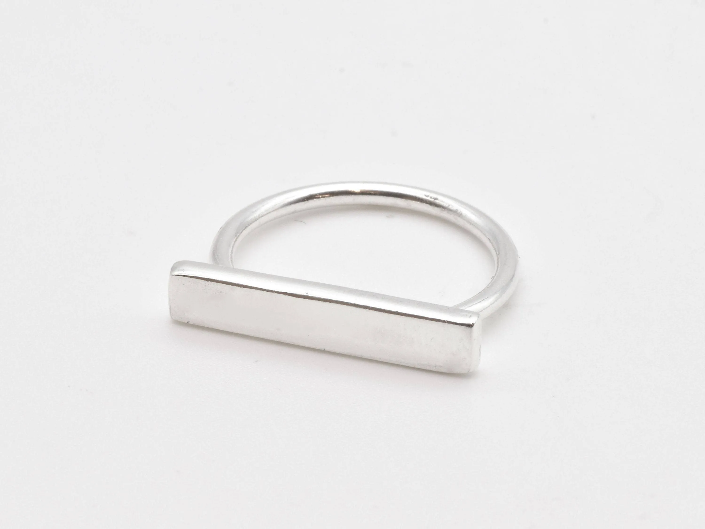 Silver Bar Ring - Minimalist Bar Ring - Rectangle Signet Band